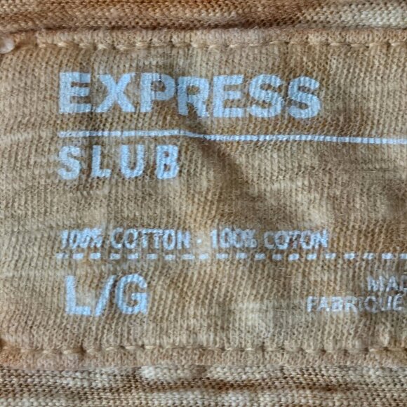 2/$20 Express Slub Orange V-Neck Short Sleeve Tee Size L Casual T-Shirt - Picture 3 of 4